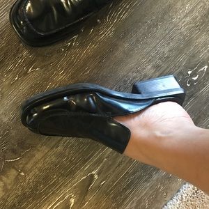 Cole Haan black patent leather mule loafers